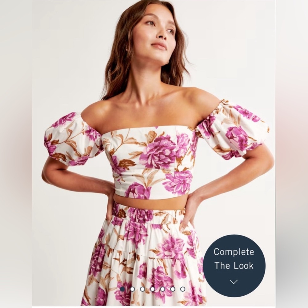 Abercrombie & Fitch Off-The-Shoulder Floral Poplin Top